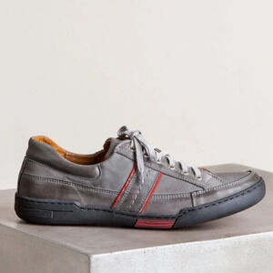 V ITALIA Men's Armando Soft Leather Sneaker Shoes Gray/red Size 41 (8) Lace up